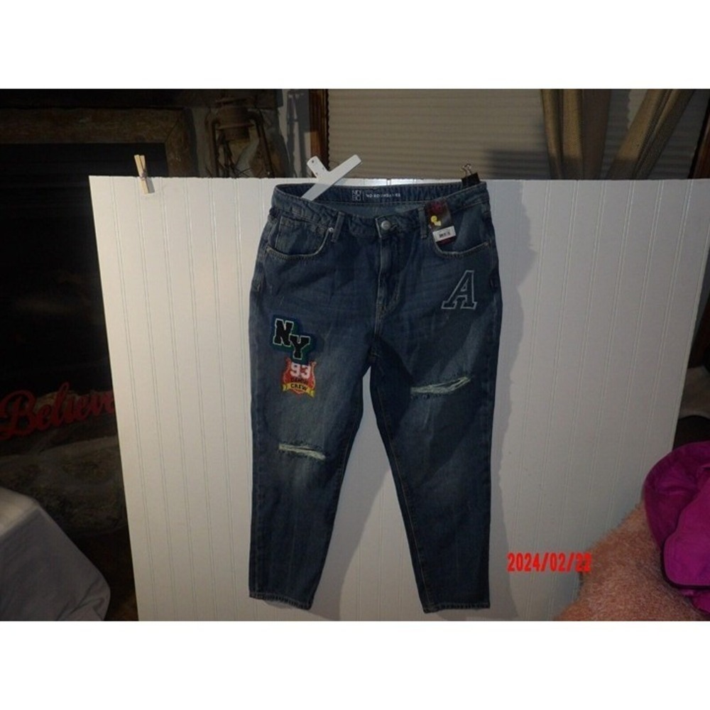No Boundaries High Rise Mom Jeans Denim Pants Midwash‎ Size 15 BRAND NEW